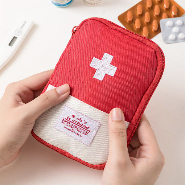 Mini Bärbar Medicinväska Mini Tom Medicinväska Multifunktionell Utomhusväska Red Small