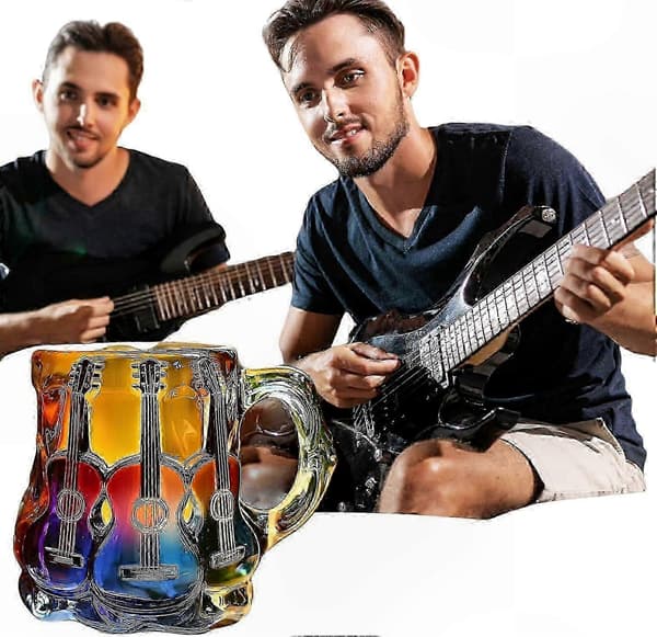 Musikaliskt instrument-tema glasmugg med 3D-gitarrdesign för musikentusiaster och samlare B