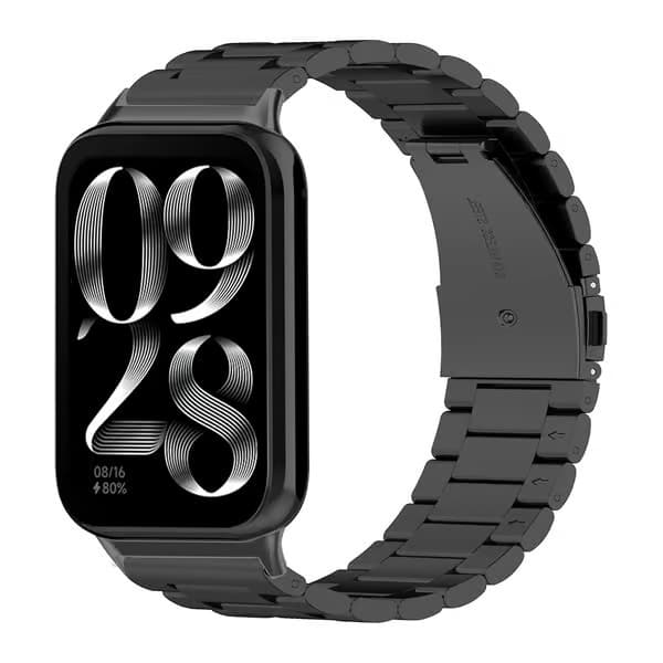 Urrem i rustfrit stål til Xiaomi Smart Band 8 Pro, inkl. værktøj og fjederstænger, sort urrem