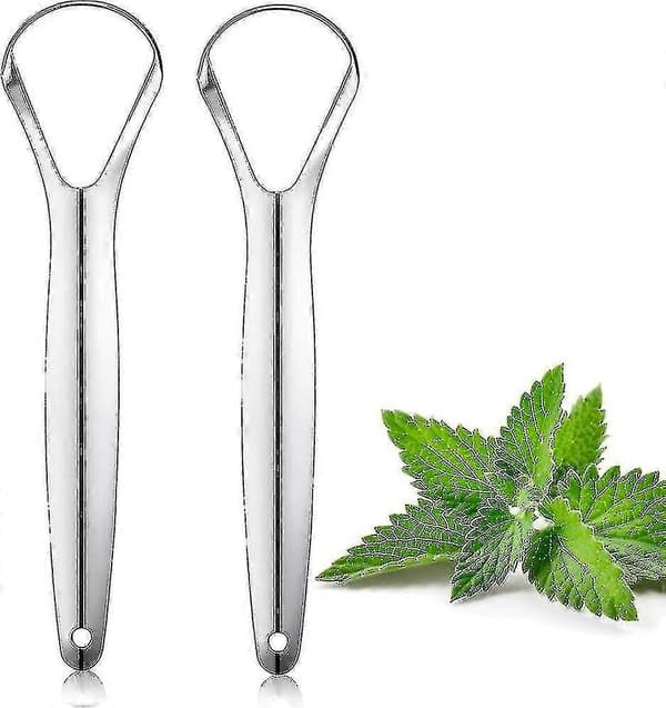 Tungeskraber i rustfrit stål (2 stk.), 100 % bedste antimikrobielle materiale - mere stabile håndtag, A