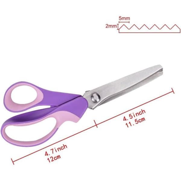 Sicksacksax 23,5 cm Professionell sysax i rostfritt stål för hantverk, för läder, bomull, papper, tyg (Mauve)