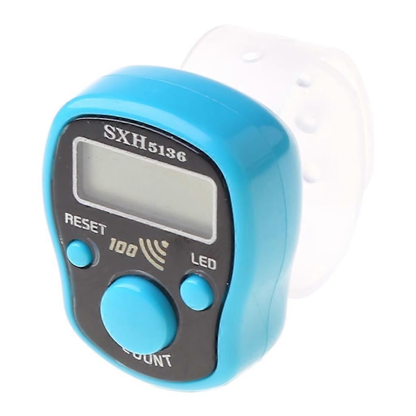Bærbar Digital Elektronisk Håndledstæller med LED-lys & Lyd Finger Værktøj Sky Blue
