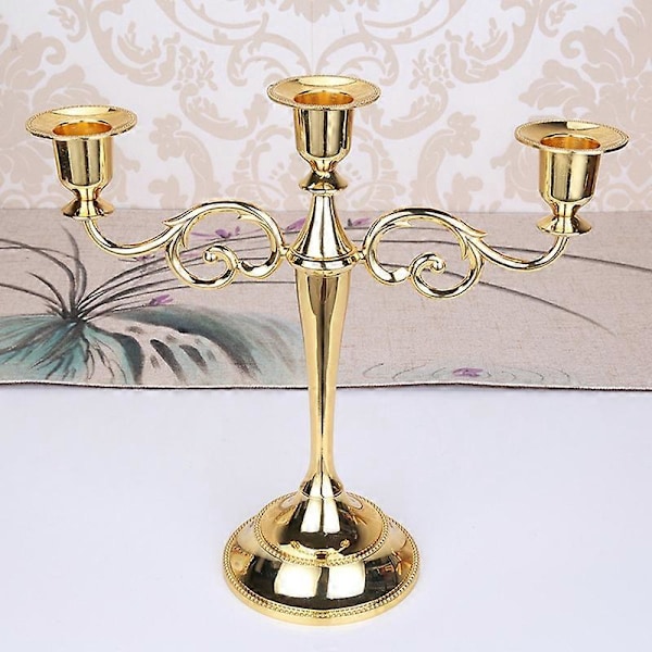 Metall 3/5-armet Lysestake Romantisk Middag Ferie Bryllup Dekor Golden 5-head