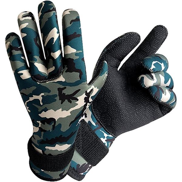 Sukelluskäsineet 3MM Neopreeni Sukelluskäsineet Liukumattomat Lämpimät Metsästyskäsineet Snorklaus Uinti (Valkoinen camo, L)