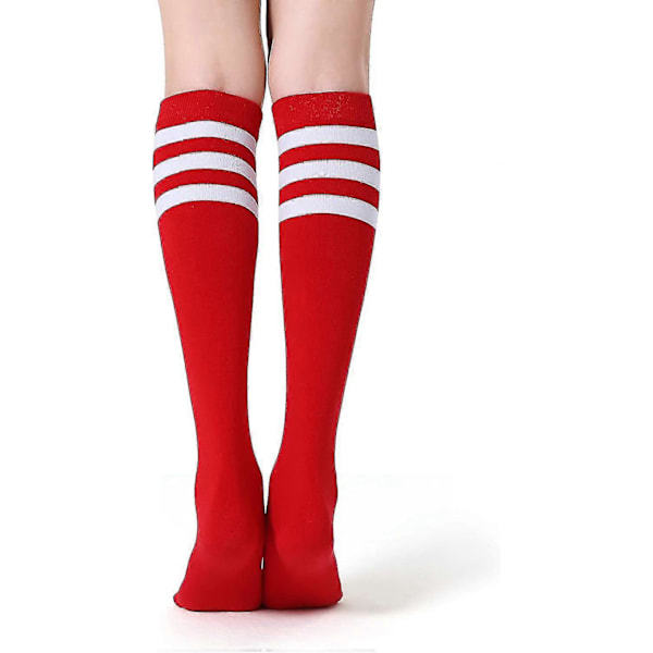 4-pak Kvinders Knæhøje Strømper Casual Tube Strømper Red white