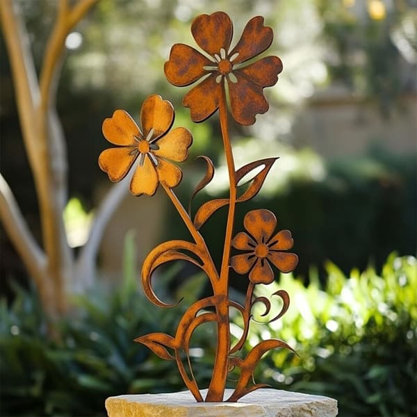Metallblomster til utendørs bruk, dekorative hagestaker, metallblomsterstaker, hagefigurer