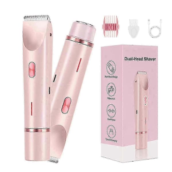 Dermave Bikini Shaver, Dual Head Shaver til kvinder, 2-i-1 våd/tør elektrisk bikinitrimmer til kvinder