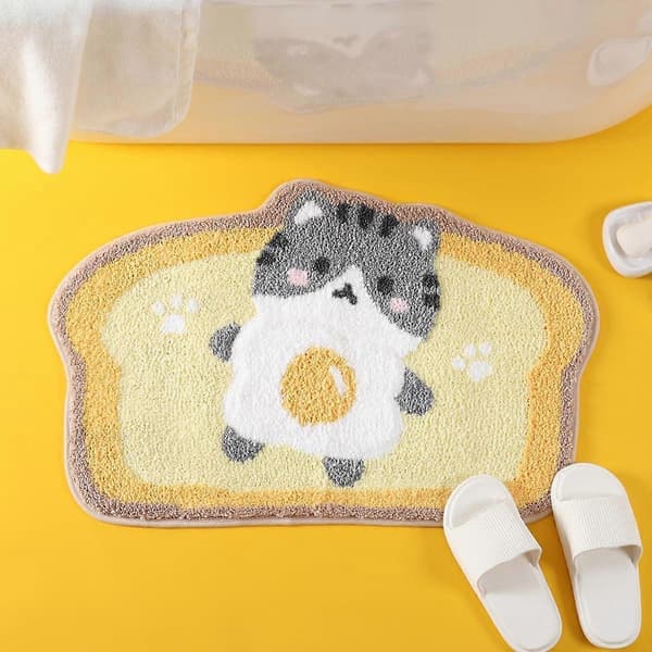 Søde bademåtter, bløde og absorberende mikrofiber badetæpper, skridsikker lurvet brusebadstæppe, maskinvask tør, bløde brusebads tæpper Cat