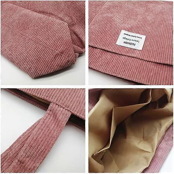Axelväska i manchester för kvinnor, enkel handväska med stor kapacitet Rosa