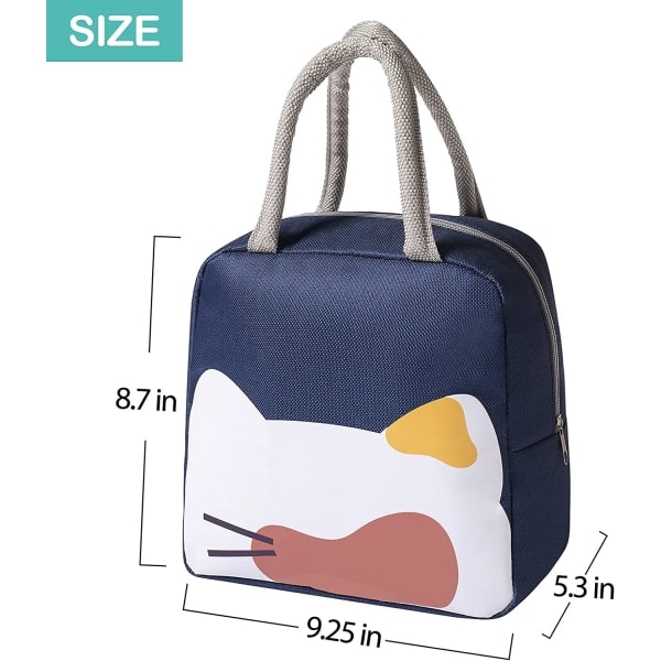 Sööt Naisten Lounaskassit Piirretty Lämpötote Bag (Tummansininen Kissa