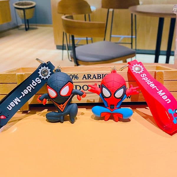 Marvel Spiderman Anime Figurer Nyckelring Tecknad Spindel Docka Ke - i lager Svart