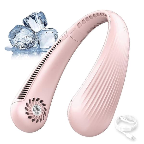 Bærbar Bladløs Personlig USB Halsventilator (pink)