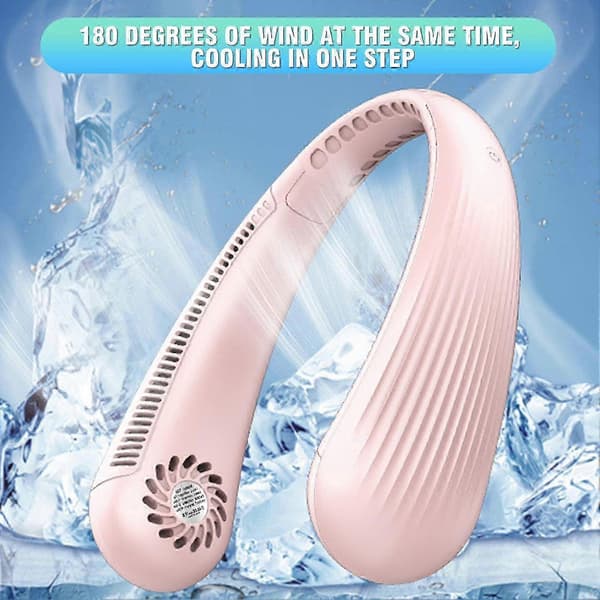 Bærbar Bladløs Personlig USB Halsventilator (pink)