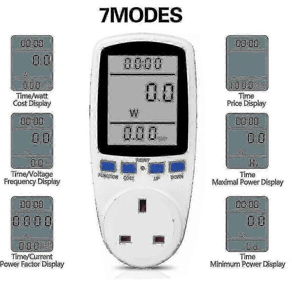 Elektrisitetsmåler Strømmåler UK/EU/AU Plugg Energiforbruk Watt Kwh Analysator Socket AU Plug