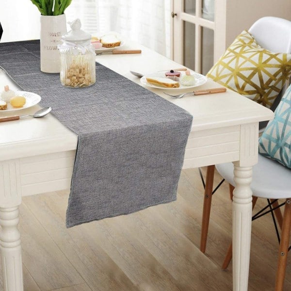 Grå imitation linne bordsduk Burlap bordsduk för heminredning