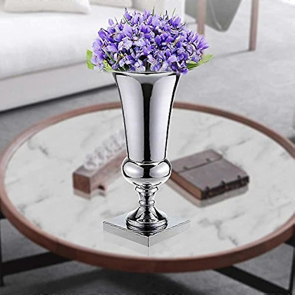 Stor Luksus Jern Vase Sølv Metal Bryllupsdekoration Vase 40 Cm Bryllupsbanket Borddekoration Gave Sølv Vaseholder