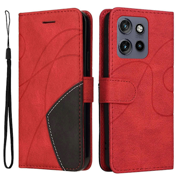 KT Læder Serie-1 Til Motorola Edge 50 Neo 5G Læderetui Farvesammensætning Telefon Cover Wallet Stativ Multicolor Style D