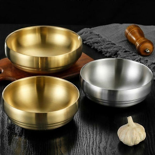 Kjøkken Rustfritt Stål Koreansk Krydderplate Kald Matrett Kimchi Plate Risskål Matlaging Krydderverktøy Tilbehør golden 12cm