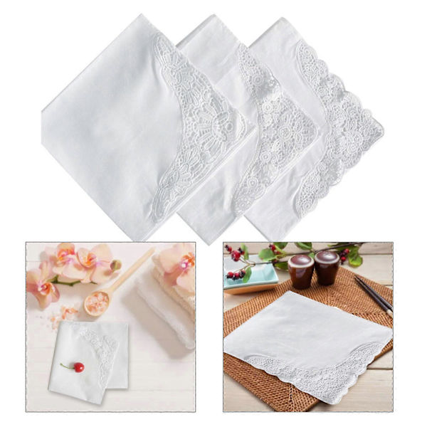 Bryllupslommetørklæder, muslingekant, blondekanter, blomsterblondekant, bomuldslommetørklæder, fantastisk til buketter, service, stil tre B Style Three B