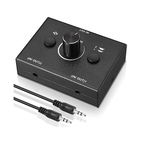 3,5 mm:n audiovaihtaja, 2 sisääntuloa 1 ulostulo / 1 sisääntulo 2 ulostuloa audiosplitterivaihtaja, audiovaihtajalaatikko