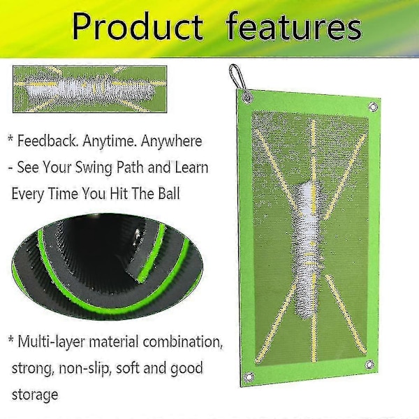 Golf träningsmatta för svingdetektering Batting Path Feedback Golf Practice Mats, Golf Training Aid Utrustning Premium Golf Impact Matta