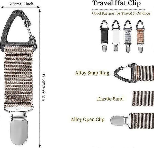 4 stk. Hatteclips Hatteholder Håndfri Taske Tilbehør Grey