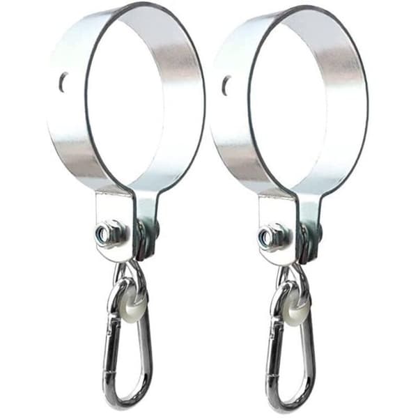 Set med 2 runda krokar Ø 5 cm med karbinhake för gungställning