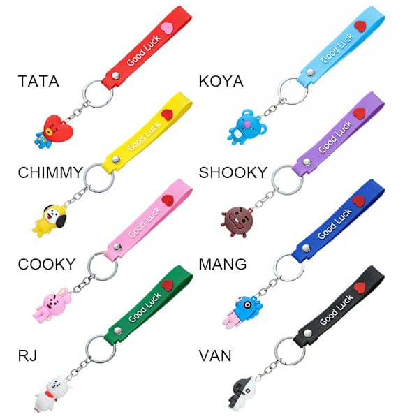 BTS BT21 Bærbar Bil Taske Dukke Pendul Nøglering - spot salg KOYA