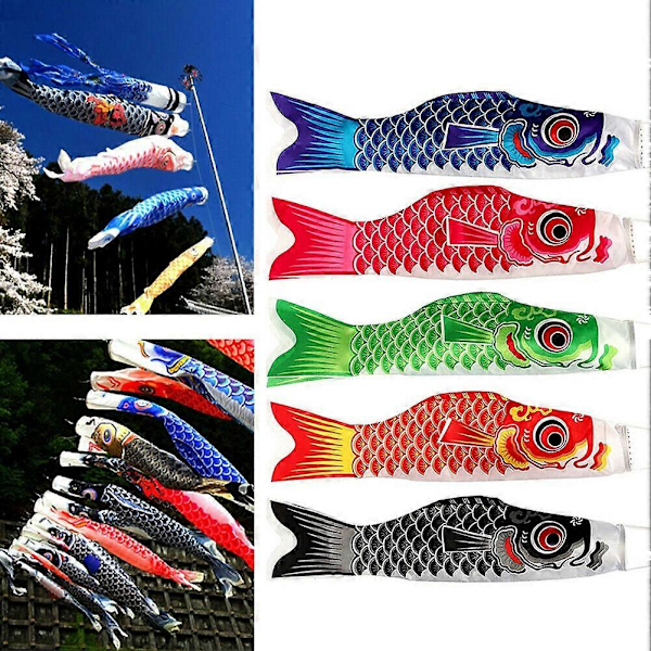 55cm Japansk Nobori Koinobori Karpe Streamer Vindpose Fisk Flag Drage Hjemmeindretning JIKAIX Black