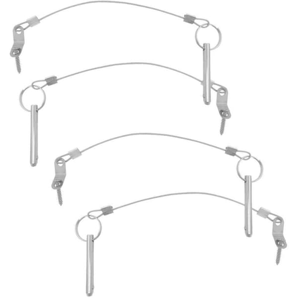 Sæt med 4 quick-release stifter, 6,3 mm topstift diameter, 51 mm total længde, 40 mm effektiv længde med 316 rustfri stålkabler