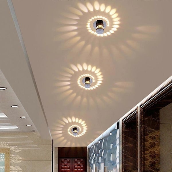 3W Moderne Design Nedfelt LED Rund Korridor Downlight Spiral Justerbar, Varmt Hvit 3000K 55mm