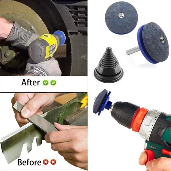 4 stk. gressklippermaknivsliper, knivsliper for gressklipper, universell knivsliper for elektrisk drill
