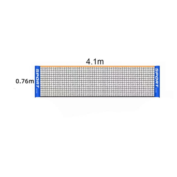 Bærbar Foldbar Tennisnet Til Børn Og Voksne Kort Tennisnet (1 Stk, Sort)  (Uden Beslag) 4.1m
