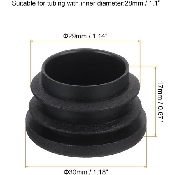 Benhætter - 36 Stykker - Sort PE Plast - 30mm Anti-Skrid Beskyttelse - Til Stoleben