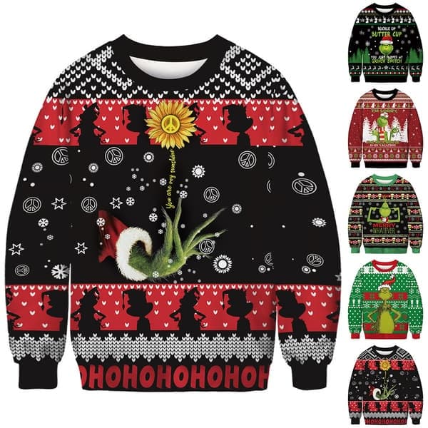 Grinch julpar tröja dam huvtröjor BBB XL