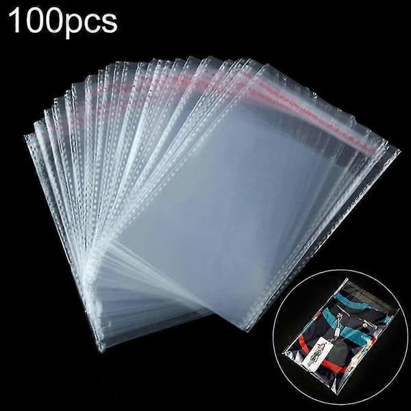 100 stk. transparente selvklebende forseglede plastposer smykker gavepakke pose 6*8cm