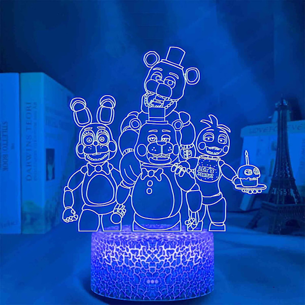 JUSCH FNAF 3D Illusion Nattlampa LED Animelampa Färgrik Fjärrkontroll