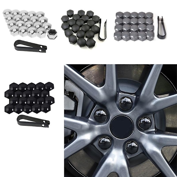 T98 20 st Hjulskruvlock för Tesla Model 3/X/S Bilmutterbultar Lock Däck Modifiering Dammtät Rostfri Co Black Style A