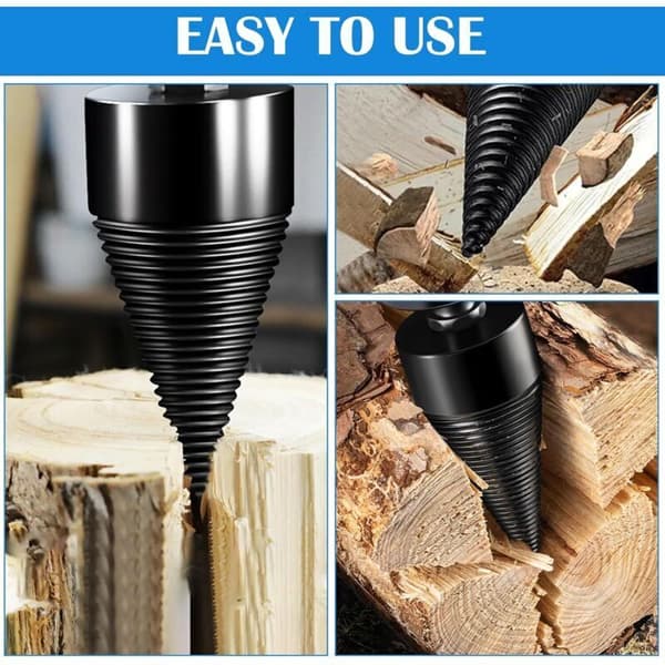 Konisk 4-hånds vedkløyvebor (32 mm + 42 mm), vedkløyvebor for elektrisk drill