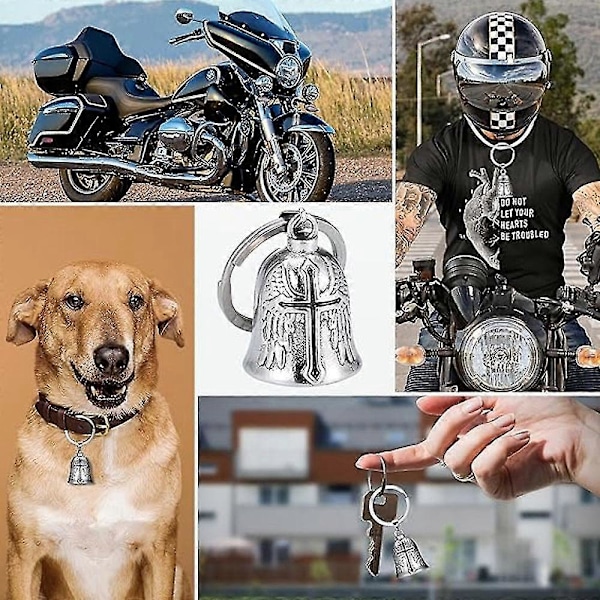 2 stk. Motorcykel Guardian Bell, Engel Guardian Rideklokke Med Kæde, Rustfrit Stål Motorcykel Klokker Held Rideklokke, Motorcykel Tilbehør Gaver(