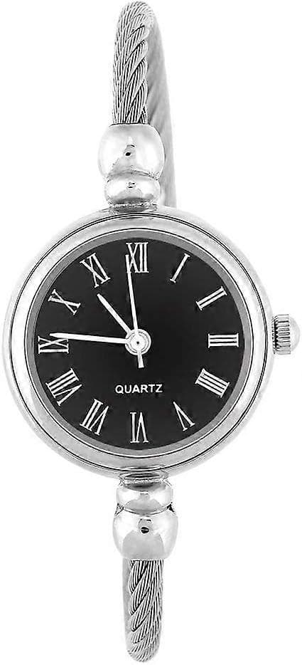Dame Quartz ure, kvindelig analog rund legeringsrem åbent armbånd armbåndsur 1