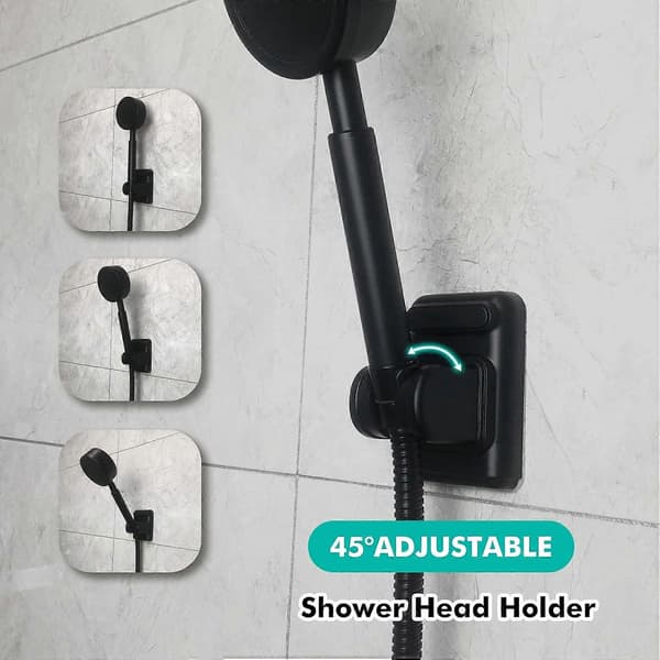 Selvklebende dusjhodeholder ABS Dusjhodebrakett Justerbar dusjsprayholder Veggmontert dusjhåndtakholder Silver