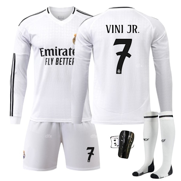 Real Madrid Barn Hemmatröja Set 2024-2025 Höst & Vinter Nr 10 Strumpor + Skydd 22 MBAPPE No 8 socks + Guard 26