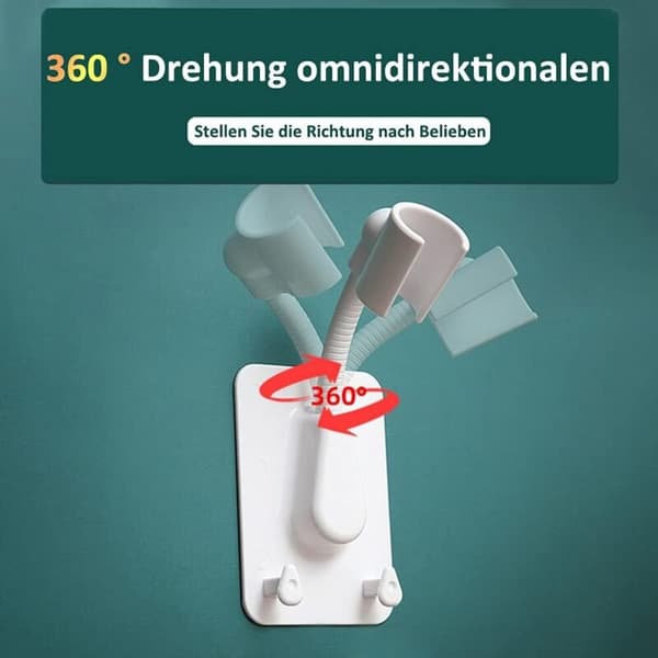 Dusjhodeholdere, ingen boring nødvendig, 360° justerbar, baderomstilbehør dusjhodeholder, hvit