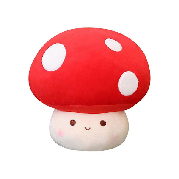 NYHET! Søt sopp-pute i mykt plusj - Koselig sopp-pute for klemmekos red 23cm