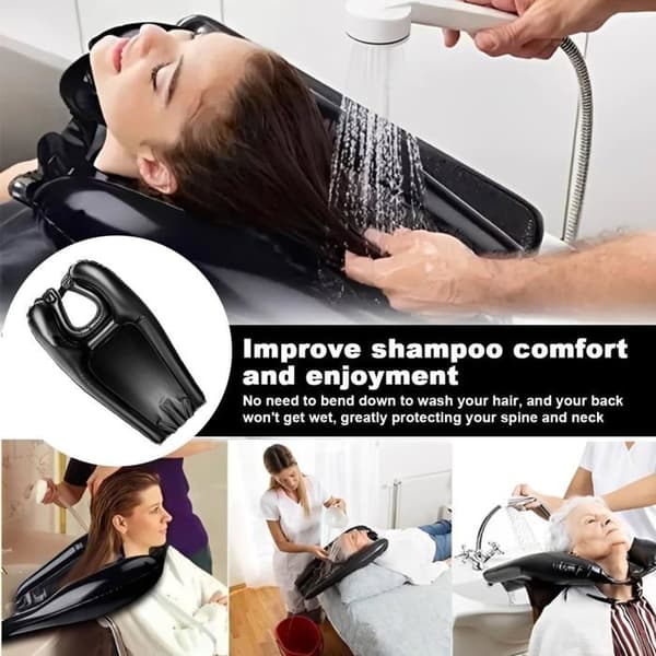 Oppustelig shampoo-vask - 1 enhed - Blød PVC - Komfortabel vask - Til ældre mennesker og kvinder