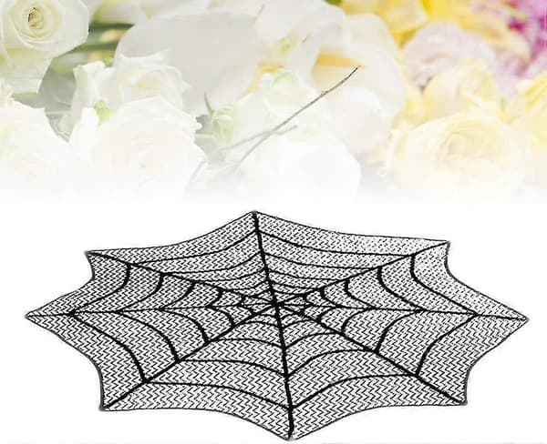 2025 Til 30 Tommer Rund Sort Blonde Dug - Halloween Fest Dekoration