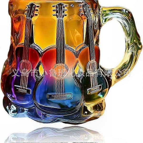 Musikaliskt instrument-tema glasmugg med 3D-gitarrdesign för musikentusiaster och samlare B