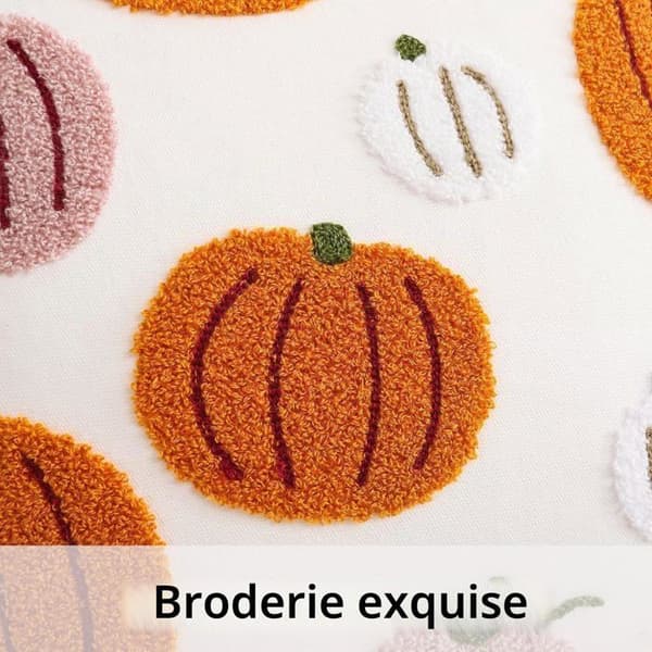 Halloween Pudebetræk 45 x 45 cm Tuftet Græskar Broderet Pink Orange Pudebetræk til Sofa 2 Stk.