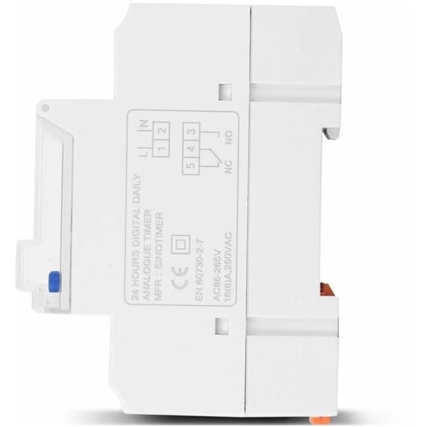24-timmars programmerbar digital elektronisk klocka med 96 på/av-cykler per dag. Spänning: 85-265V. Ström: 16A. Bakgrundsbelyst LCD-skärm.